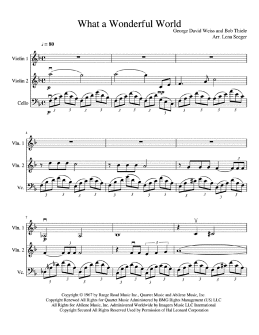 What A Wonderful World String Trio scores gallery preview page 2