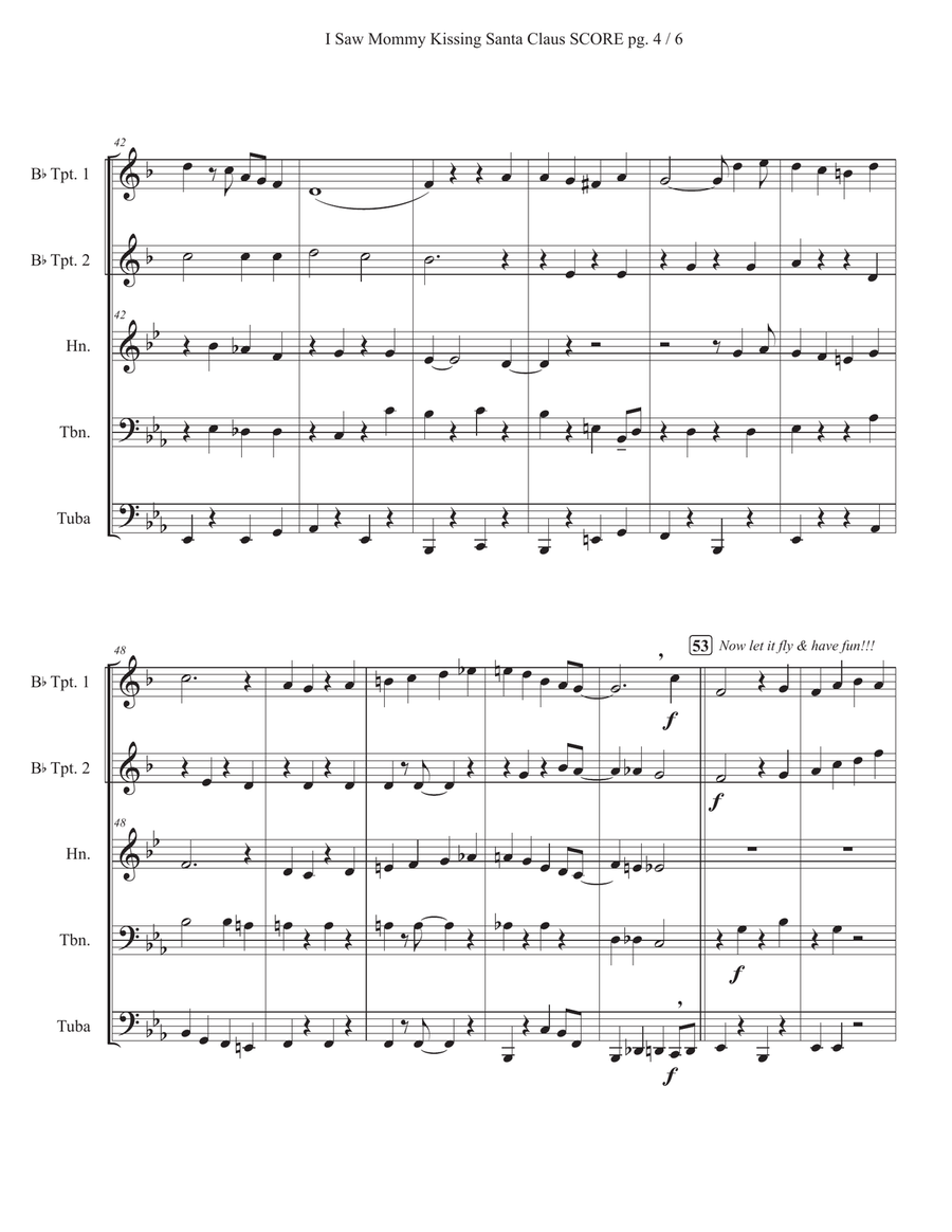 I Saw Mommy Kissing Santa Claus Brass Quintet scores gallery preview page 5
