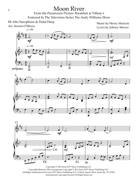 Moon River by Andy Williams Alto Saxophone - Digital Sheet Music