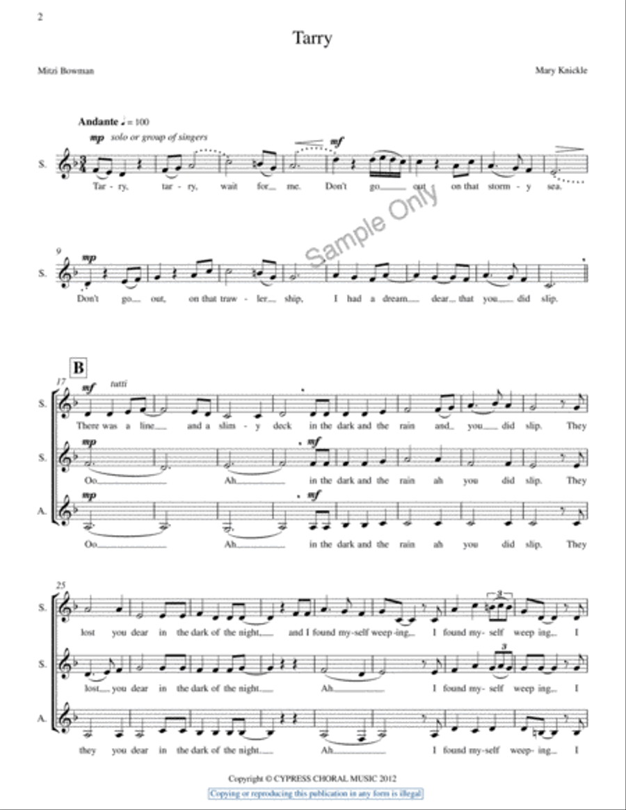 Tarry Tarry SSA scores gallery preview page 2