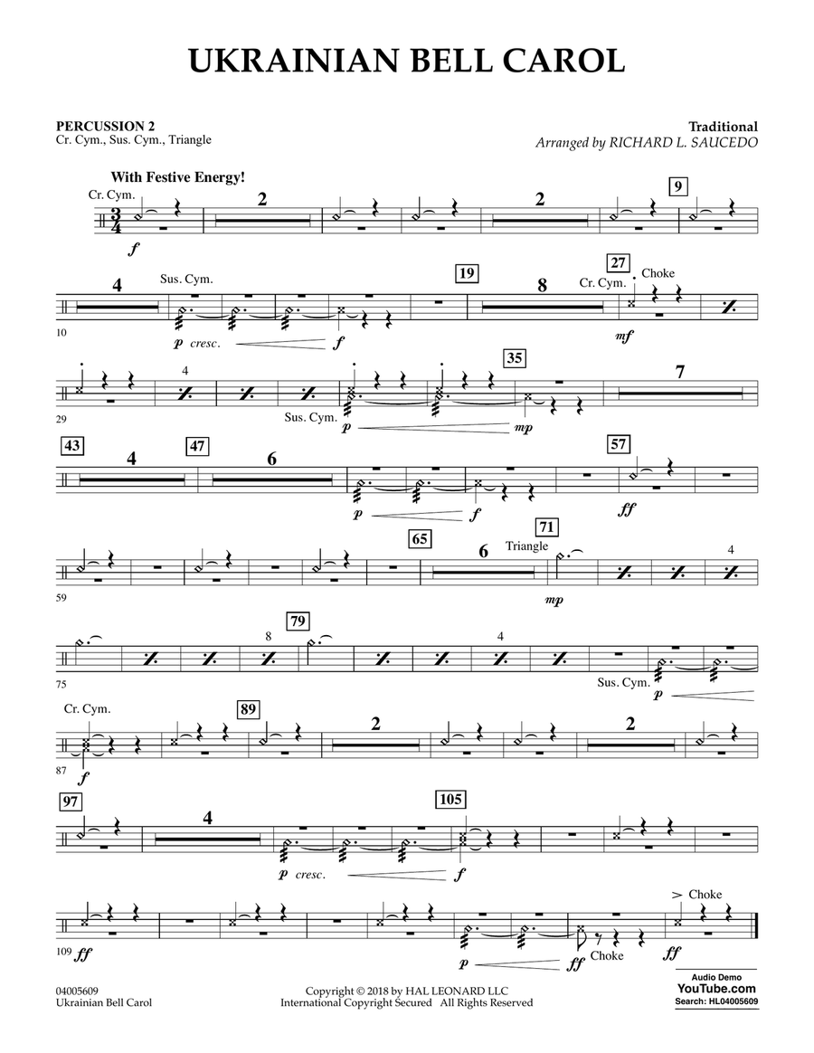 Ukrainian Bell Carol - Percussion 2 Concert Band scores gallery preview page 1
