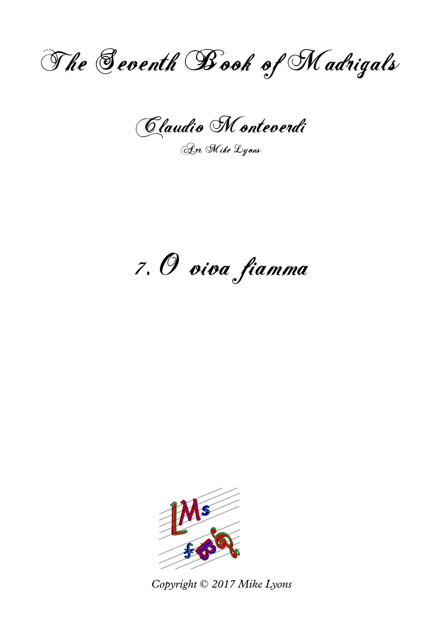 Monteverdi - The Seventh Book of Madrigals (1619) - 07. O viva fiamma a5 Brass Ensemble scores gallery preview page 1