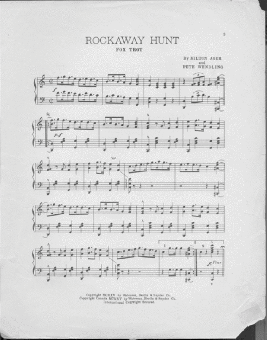 Rockaway Hunt Fox Trot Piano Solo scores gallery preview page 2