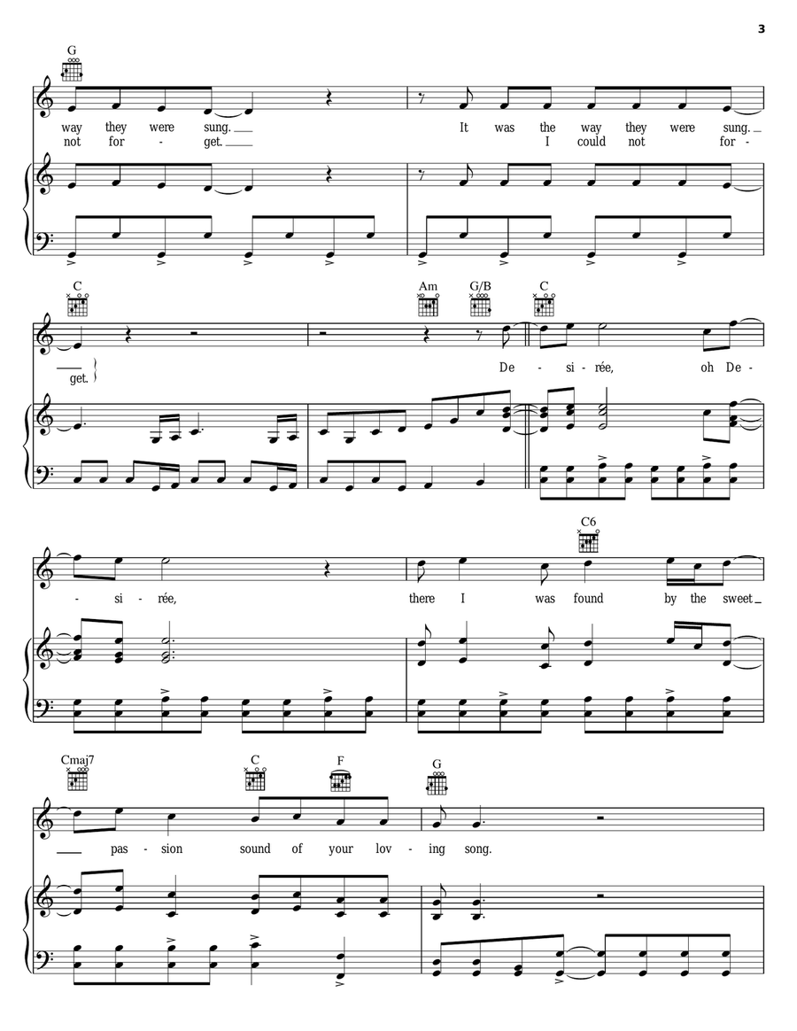 Desiree Piano, Vocal, Guitar scores gallery preview page 3