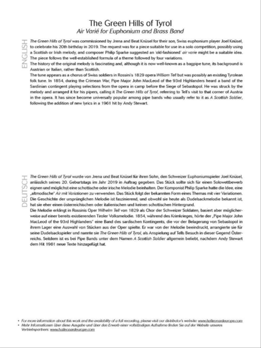 The Green Hills of Tyrol Brass Band scores gallery preview page 3