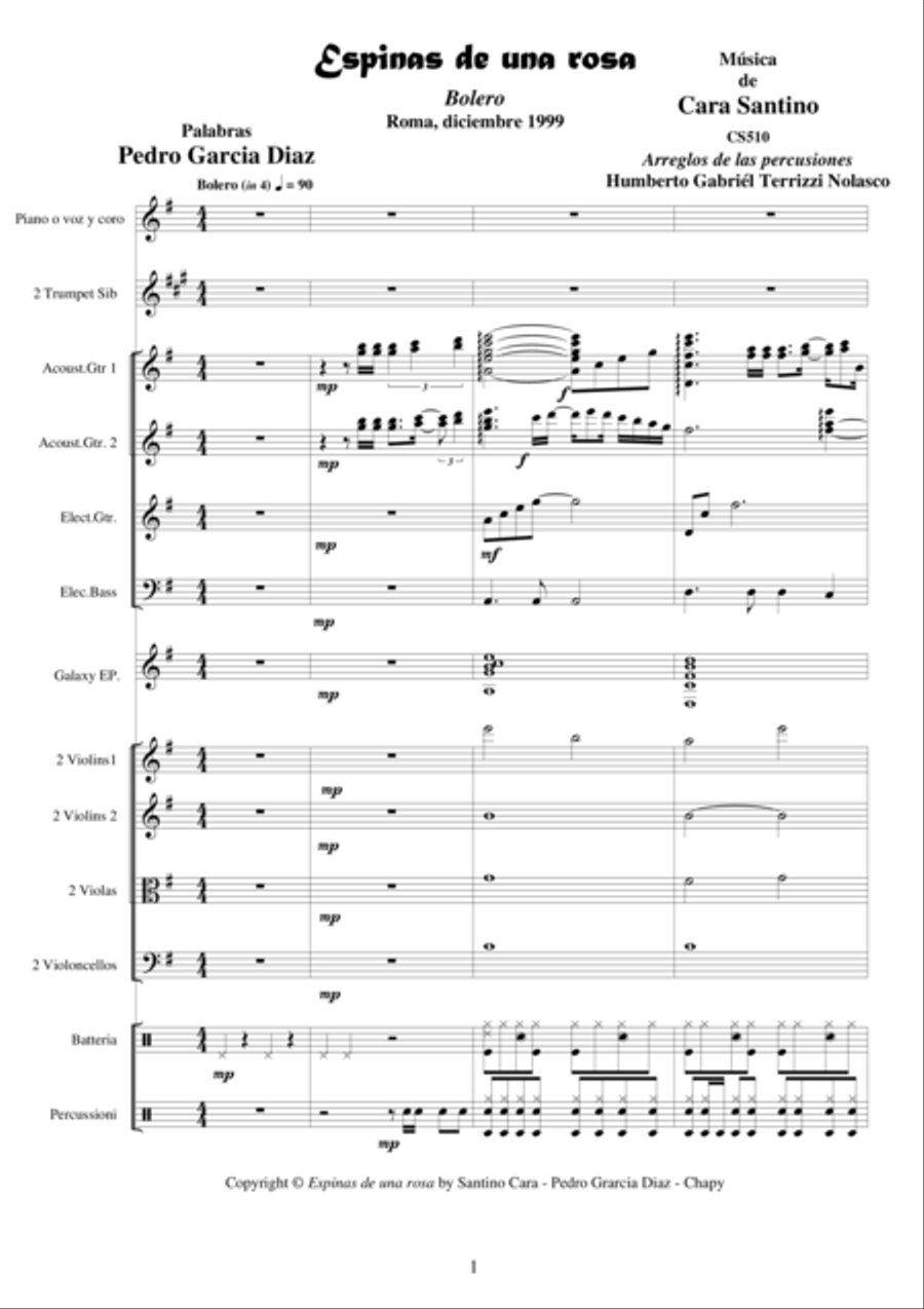 Espinas de una rosa - Voice, Choir and Orchestra Choir scores gallery preview page 1