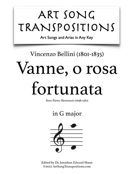 BELLINI: Vanne, o rosa fortunata (transposed to G major)
