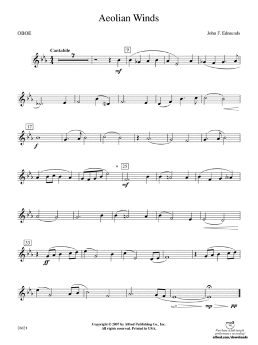 Aeolian Winds: Oboe Concert Band scores gallery preview page 1