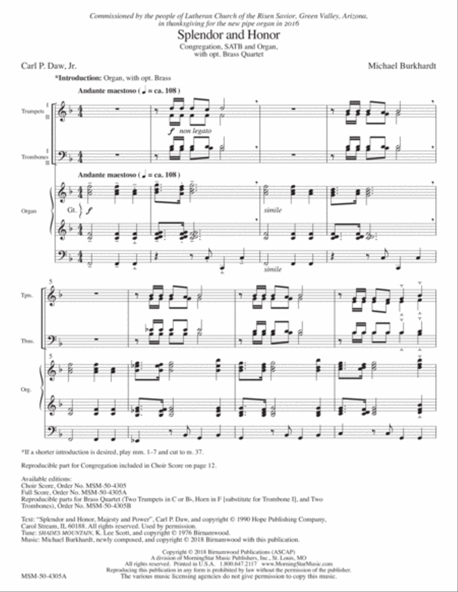 Splendor and Honor Splendor and Honor Choir scores gallery preview page 1
