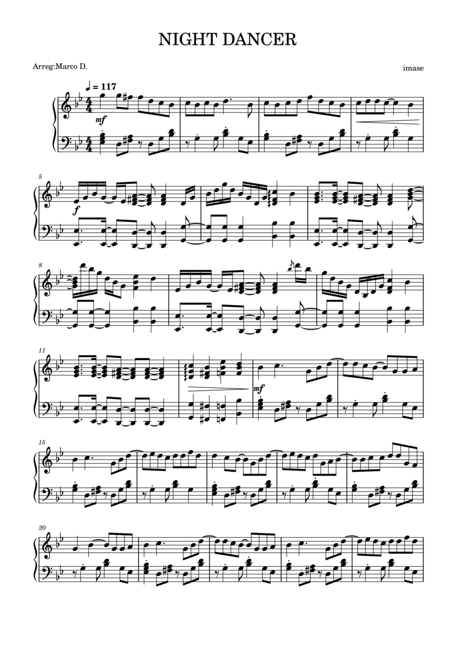 Night Dancer Piano Solo scores gallery preview page 1