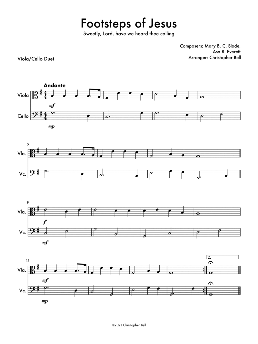 Footsteps of Jesus - Viola/Cello Duet String Duet scores gallery preview page 1