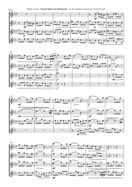 Gounod - Funeral March of a Marionette - Sax Quartet, score and parts image number null
