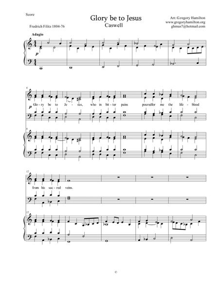 Glory be to Jesus for SATB Keyboard/Organ