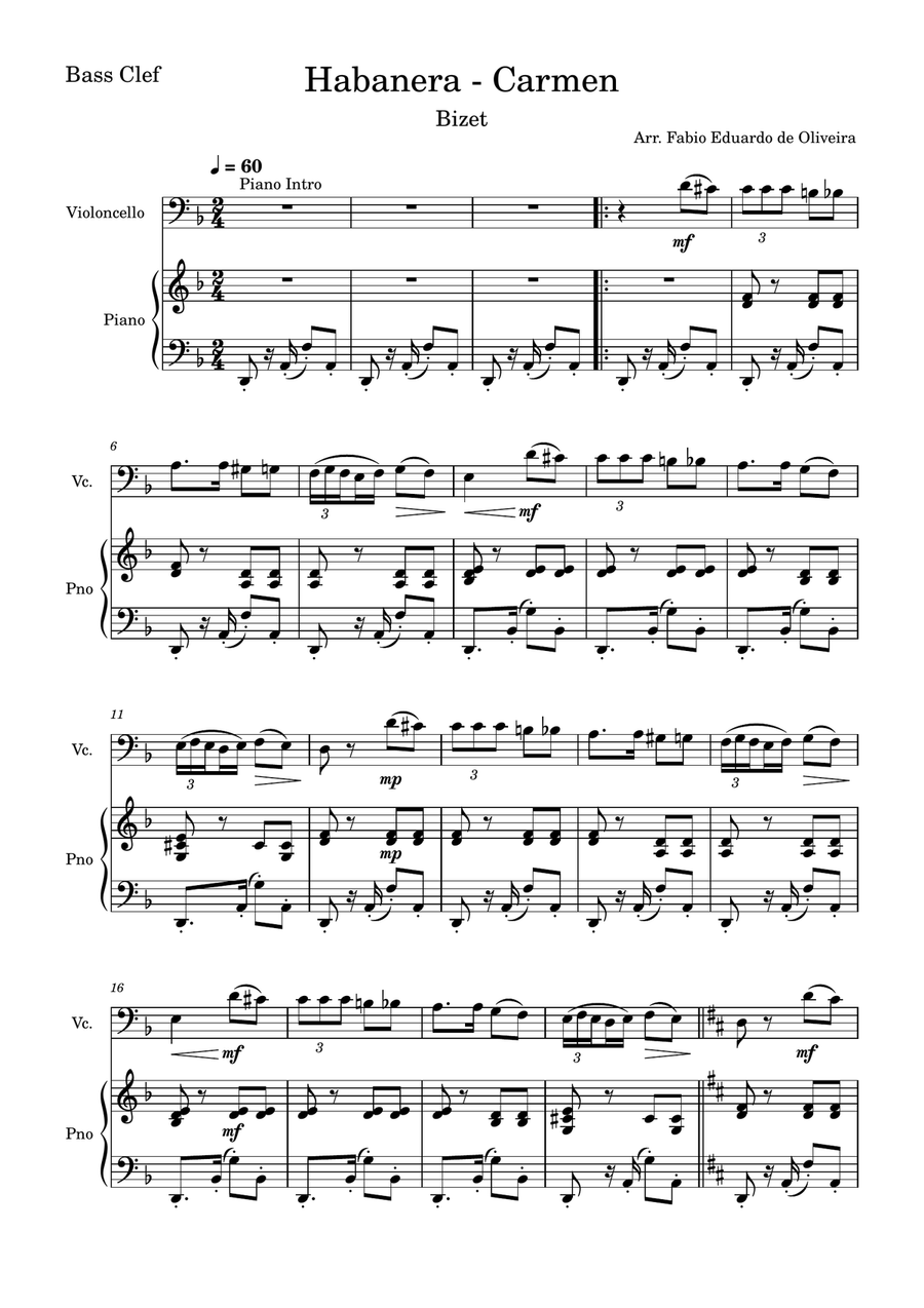 Habanera - Carmen (Bizet) + FREE Mp3 Playback + PDF Solo and Piano Sheet Music Piano Accompaniment scores gallery preview page 2