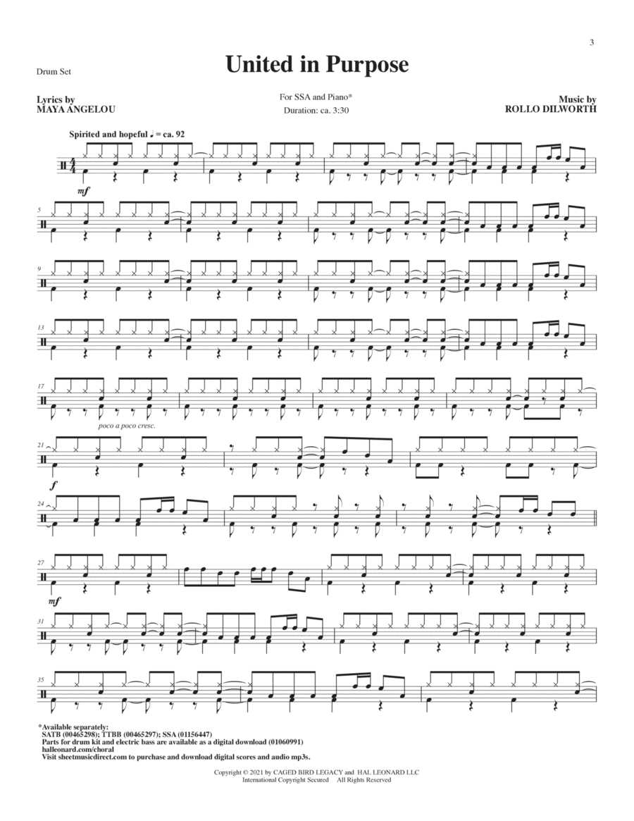 United in Purpose - Drum Set Choir scores gallery preview page 1