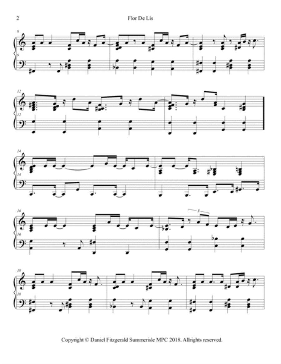 Flor De Lis (upside Down) Piano Solo scores gallery preview page 2