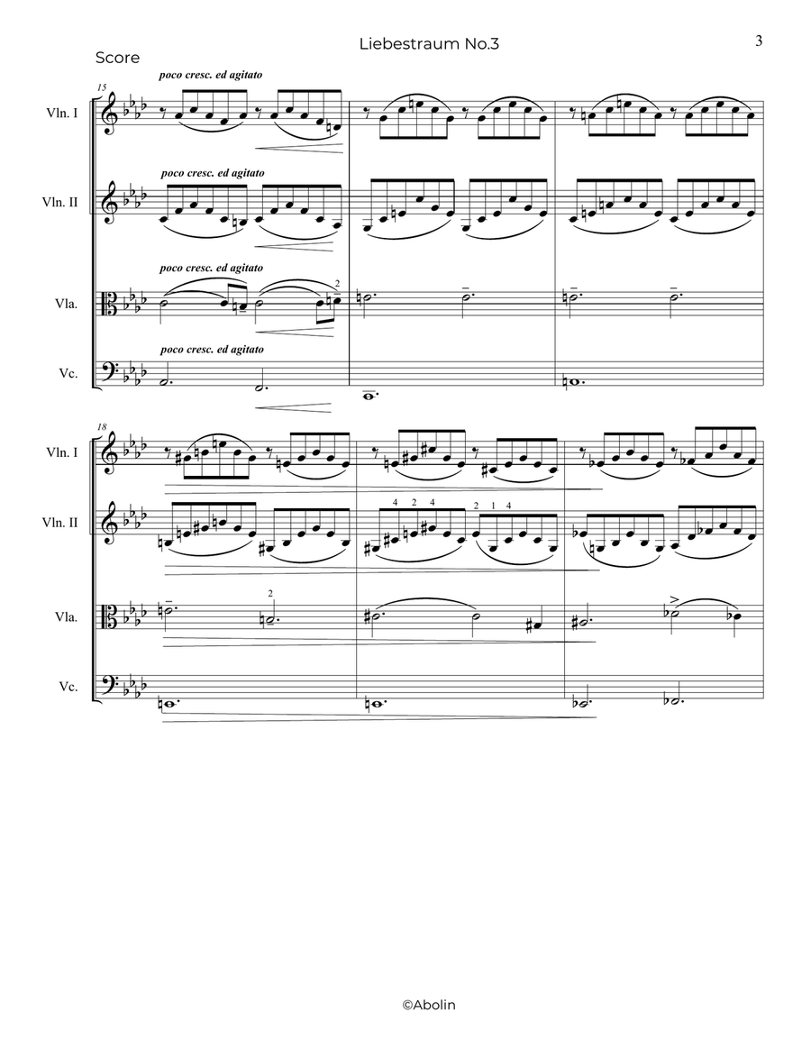 Liszt: Liebestraum S.541, No.3 - String Quartet String Quartet scores gallery preview page 4