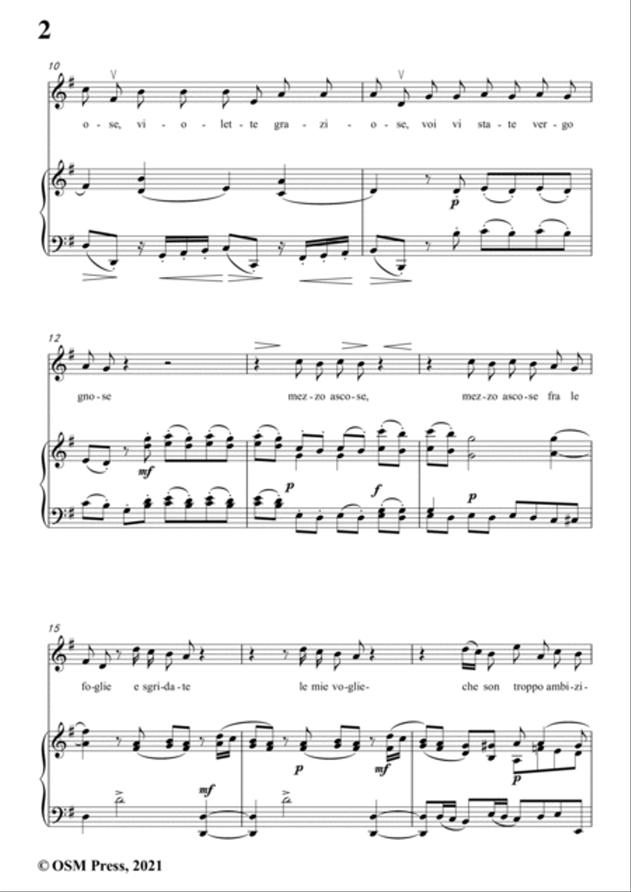 Scarlatti-Le Violette in G Major,from Pirro e Demetrio,for Voice&Piano Voice scores gallery preview page 4