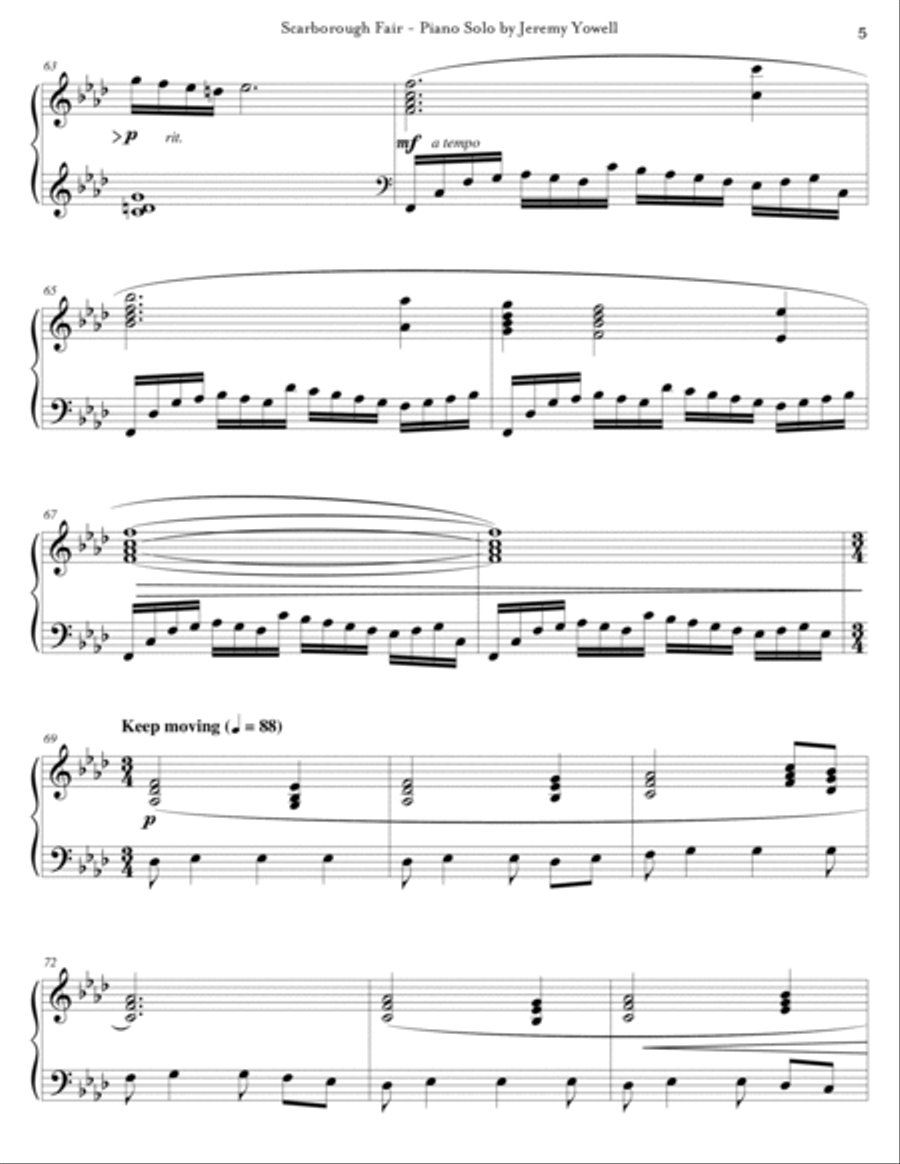 Scarborough Fair Piano Solo scores gallery preview page 5