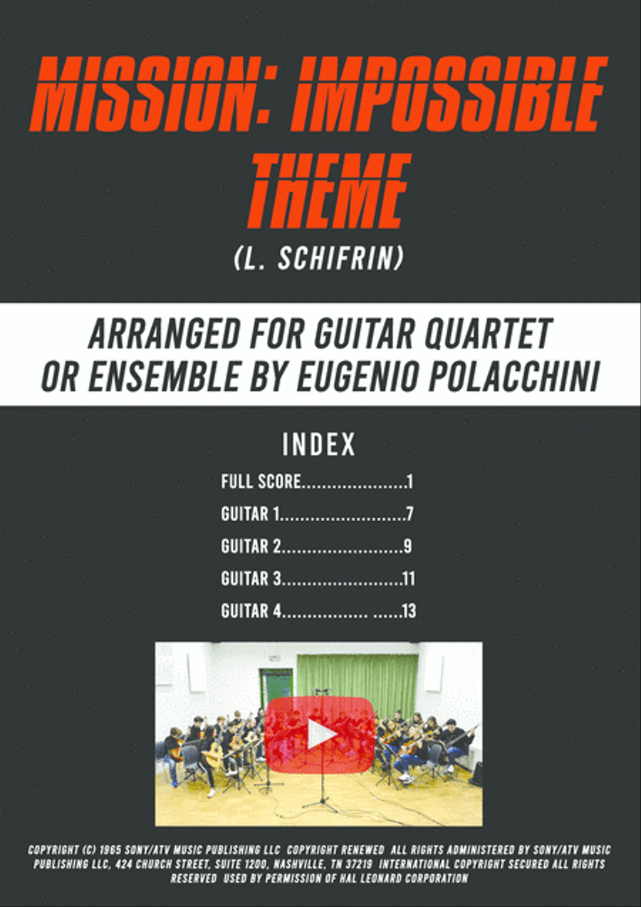 Mission: Impossible Theme from the Paramount Television Series MISSION: IMPOSSIBLE Small Ensemble scores gallery preview page 1