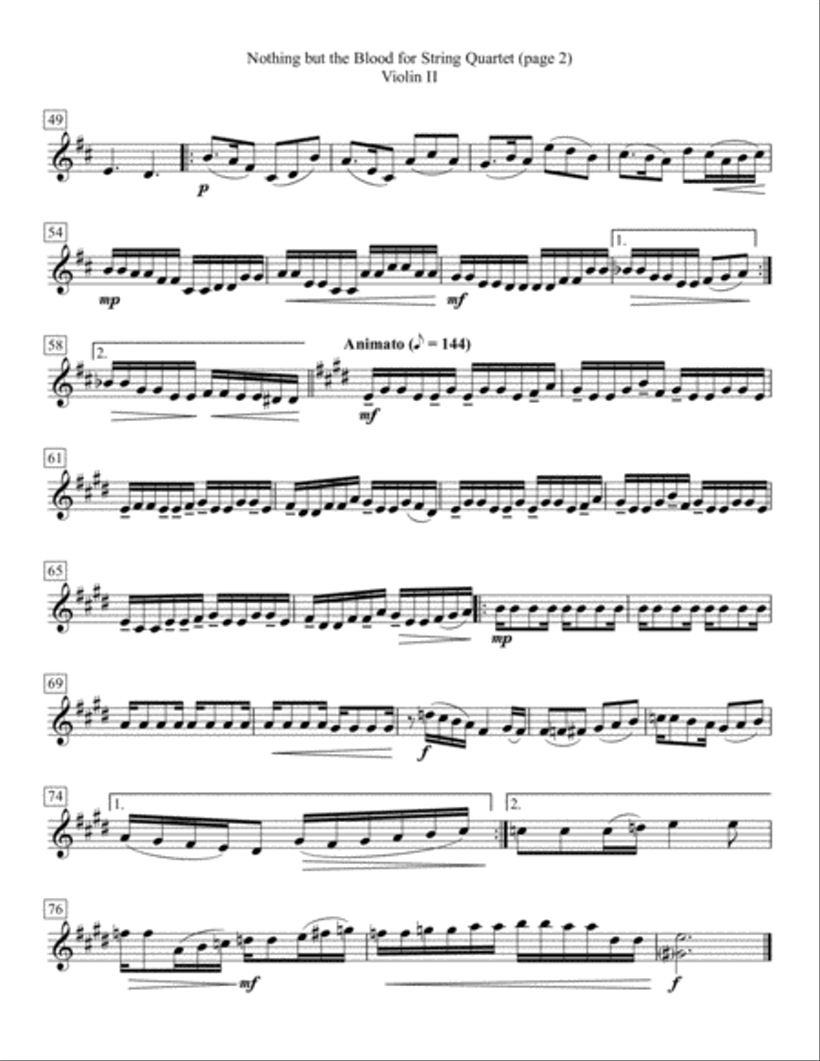 Nothing but the Blood for String Quartet String Quartet scores gallery preview page 4