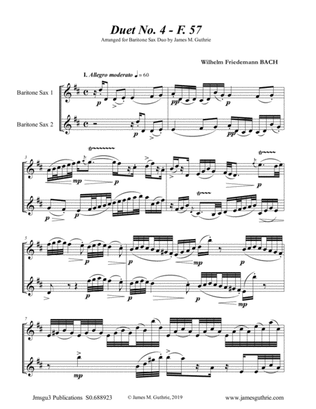 WF Bach: Duet No. 4 for Baritone Sax Duo