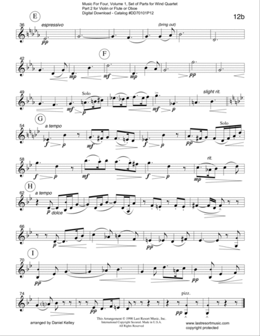 Sicilienne from Pelleas et Melisande (Wind Quartet or Mixed Quartet) Woodwind Quartet scores gallery preview page 4