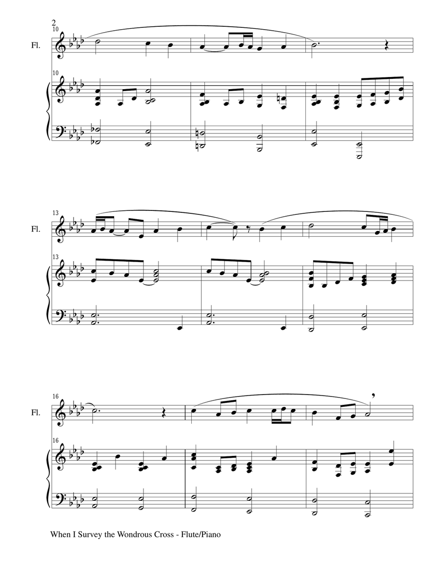 WHEN I SURVEY THE WONDROUS CROSS (Flute/Piano and Flute Part) Flute Solo scores gallery preview page 2