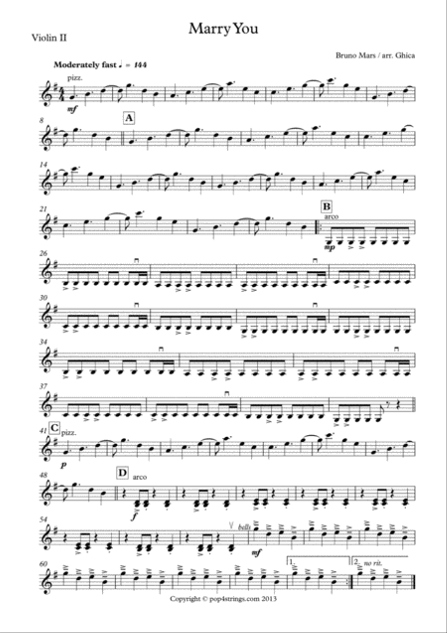 Marry You String Quartet scores gallery preview page 2