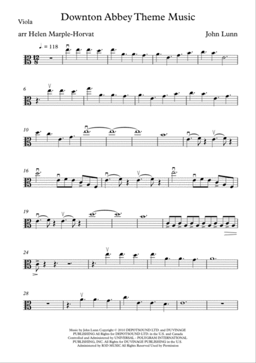 Downton Abbey (theme) String Quartet scores gallery preview page 3