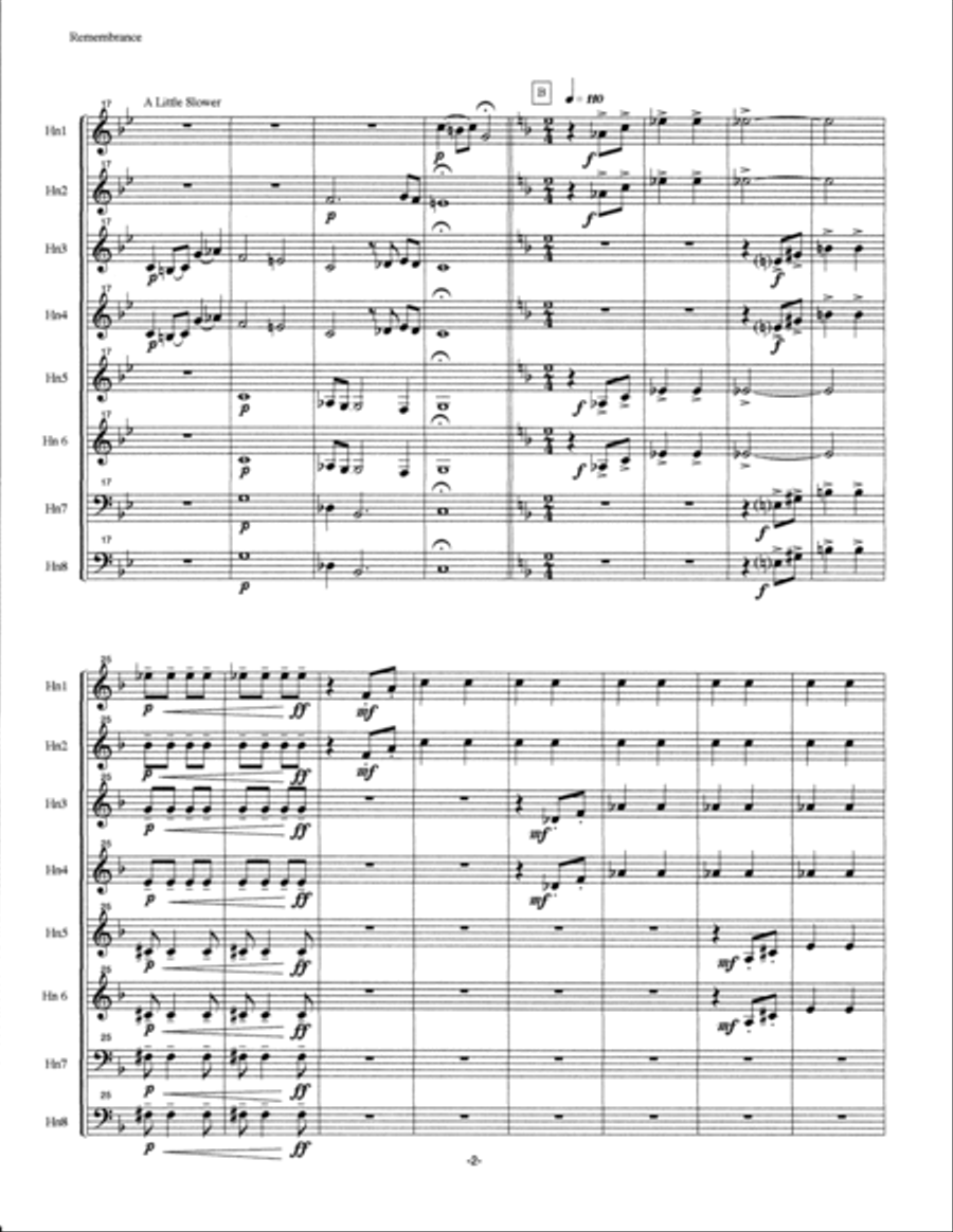 Remembrance for French Horn Octet Brass Ensemble scores gallery preview page 2
