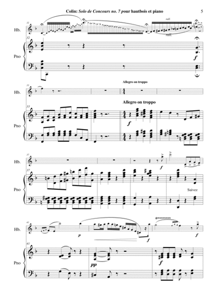 Charles Colin: Solo de Concours no. 7 for oboe and piano, score and part