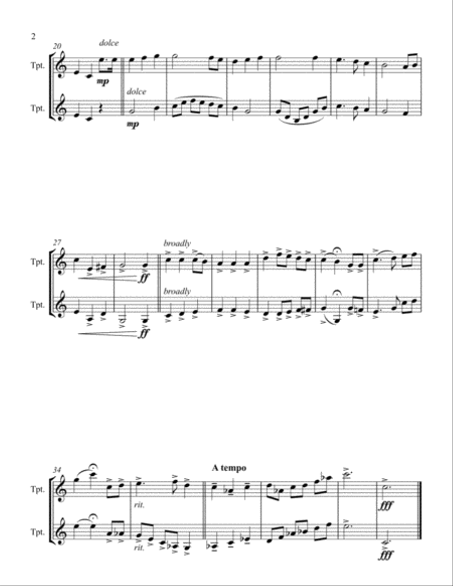 The Star-Spangled Banner, trumpet duet Trumpet Duet scores gallery preview page 3