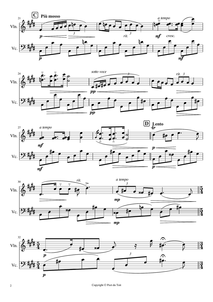 Nocturne in c#, Op. Posthume - F Chopin (Violin & Cello) String Duet scores gallery preview page 2