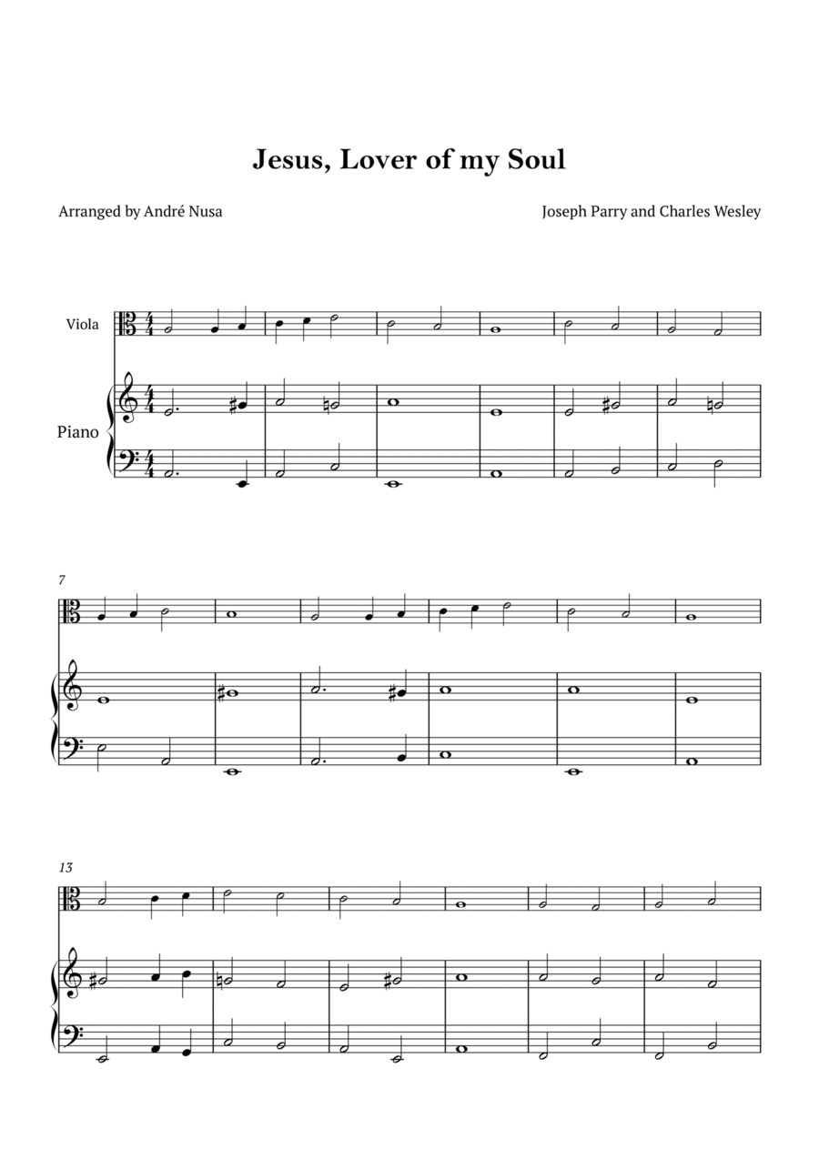 Jesus, Lover of my Soul Viola scores gallery preview page 1