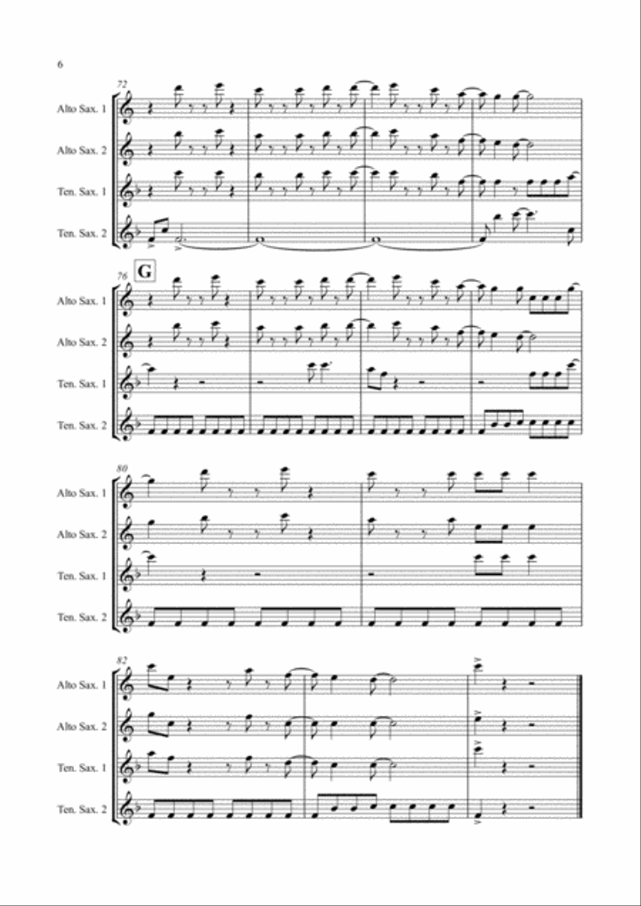 Jump Saxophone Quartet scores gallery preview page 6