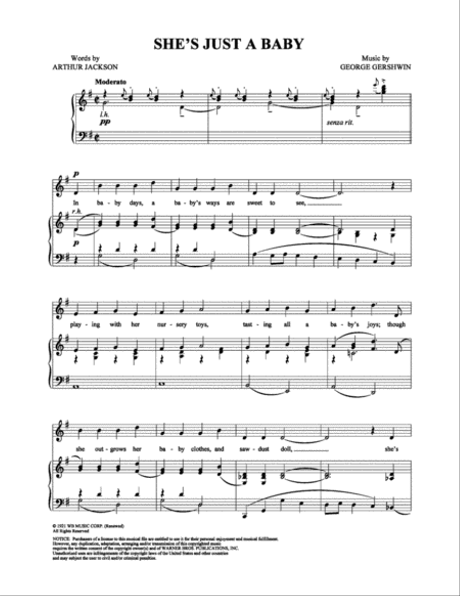 She's Just a Baby Piano, Vocal, Guitar scores gallery preview page 1