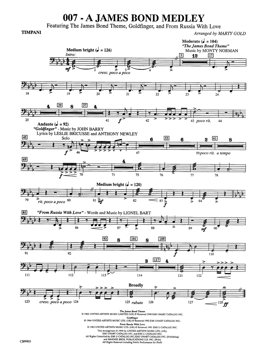 007 -- A James Bond Medley: Timpani