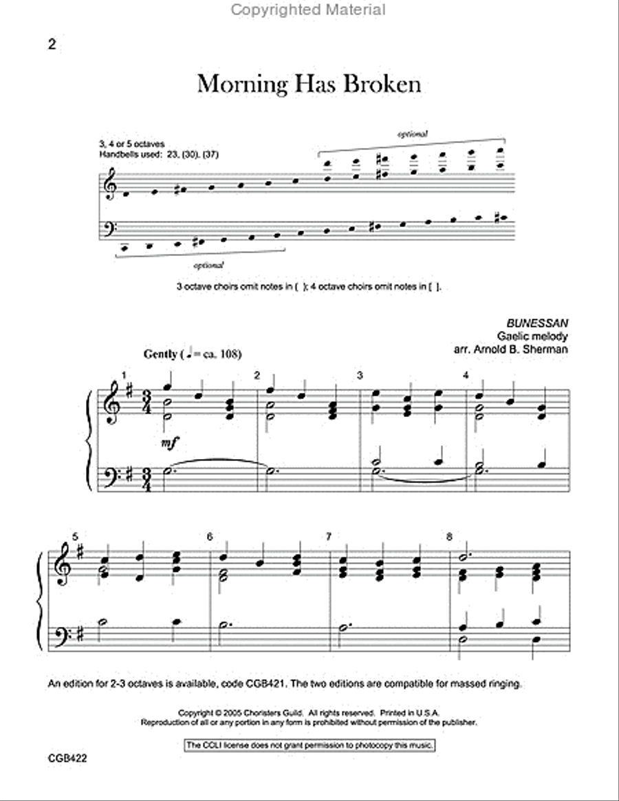 Morning Has Broken (3-5 octaves) 5-Octaves scores gallery preview page 2