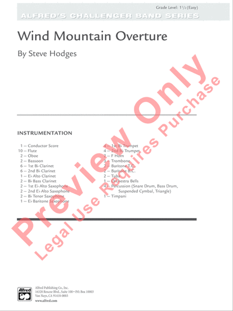 Wind Mountain Overture Concert Band scores gallery preview page 2