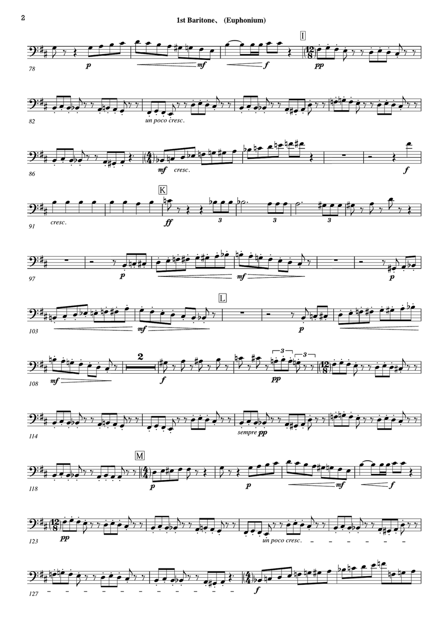 Symphony No.6 Pathetique Movement III [Parts] 1st,2nd Baritone(Euphonium) Marching Band scores gallery preview page 2