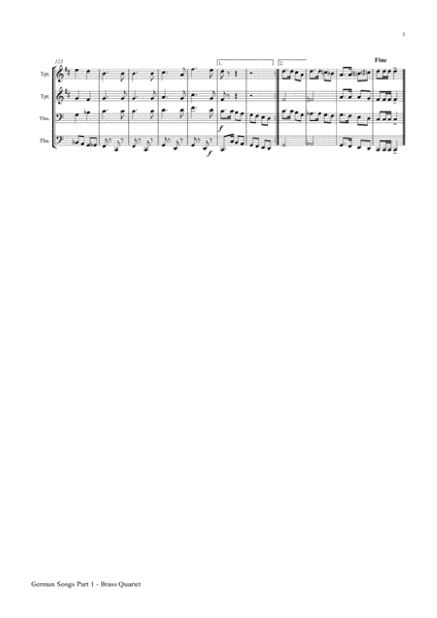 German Songs Part 1 - Oktoberfest - Brass Quartet Brass Quartet scores gallery preview page 3