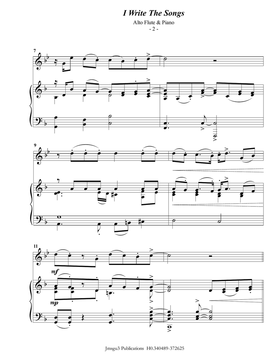I Write The Songs Flute Solo scores gallery preview page 2