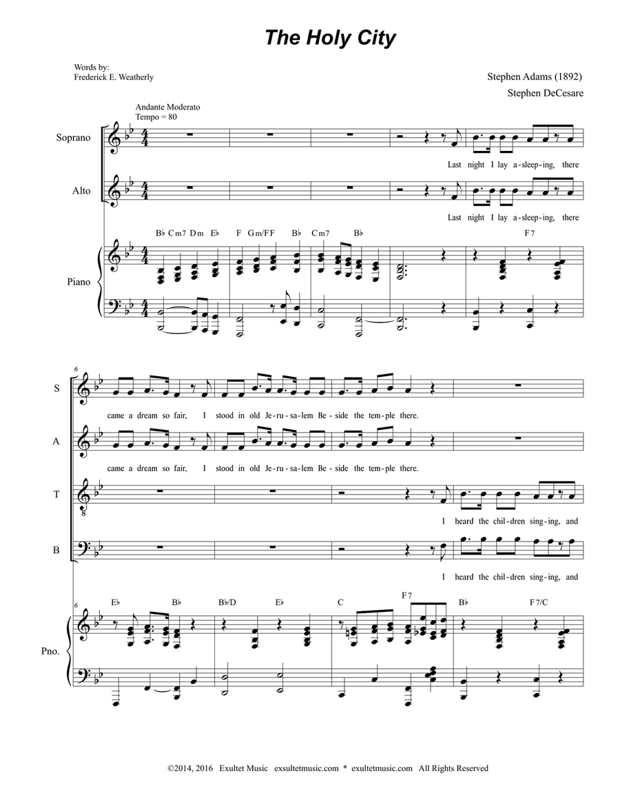 The Holy City (SATB) 4-Part scores gallery preview page 1
