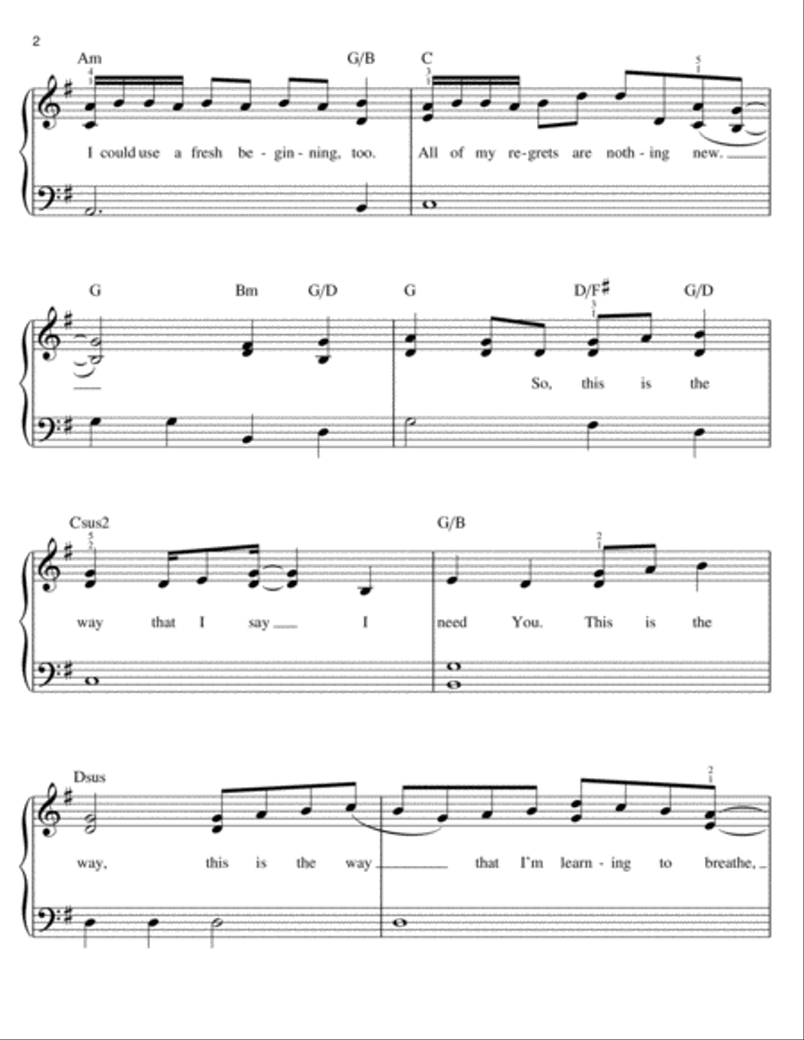 Learning To Breathe Easy Piano scores gallery preview page 2