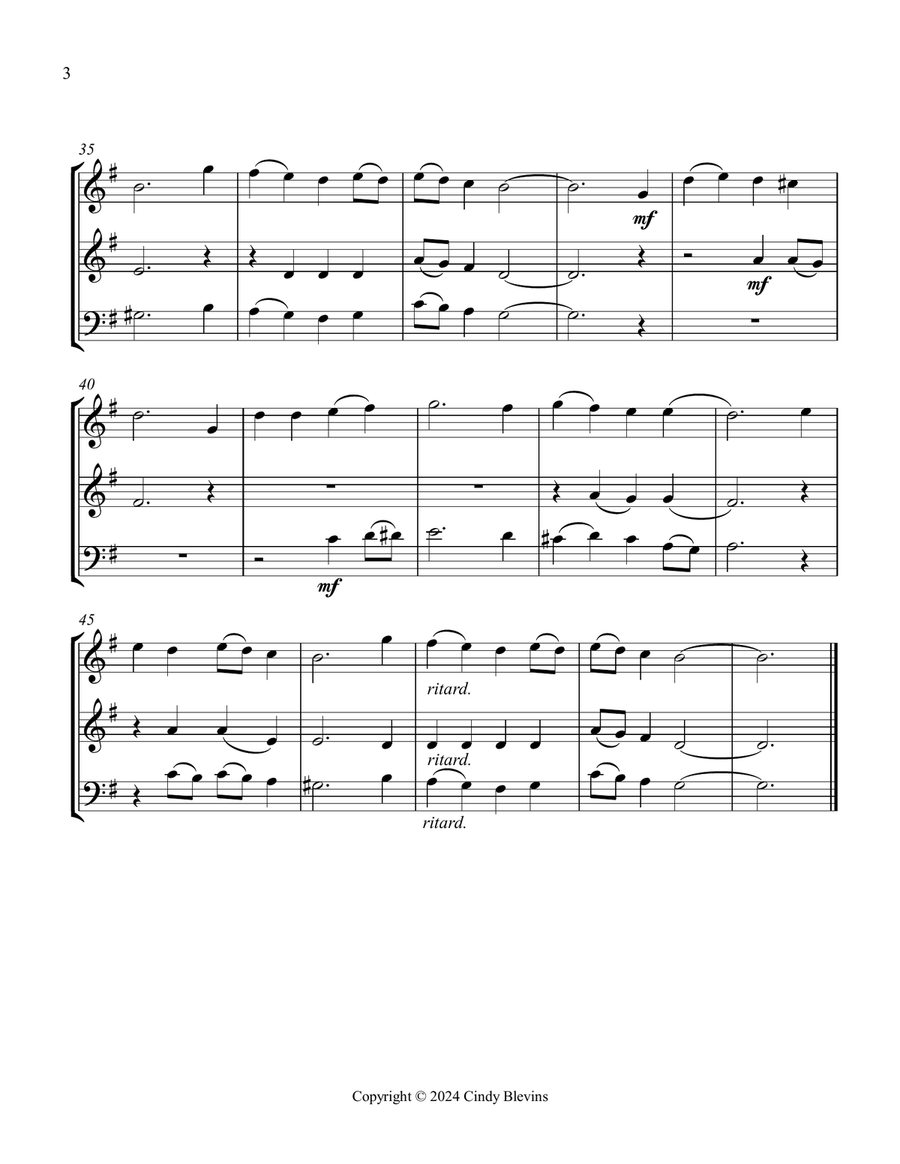 A Mighty Fortress Is Our God, for 2 Violins and Cello String Trio scores gallery preview page 4