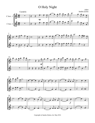 O Holy Night (treble C instrument duet, parts only)