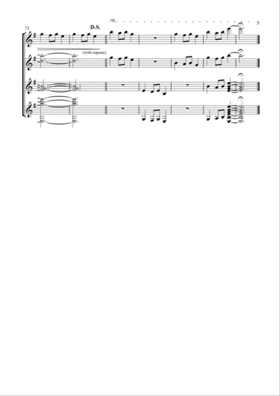 Carol of the Bells Guitar Ensemble scores gallery preview page 6