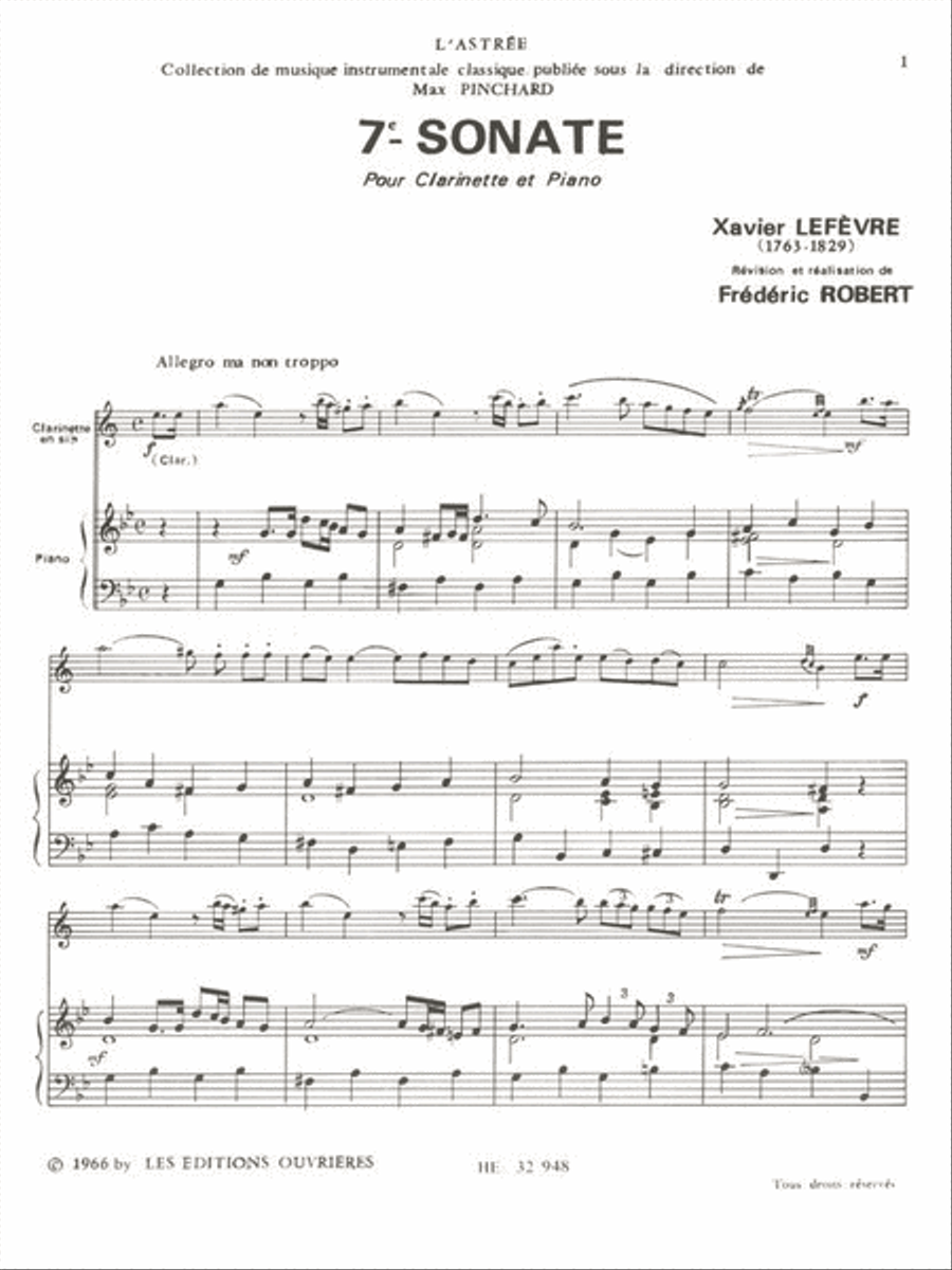 Lefevre Robert Sonate No 7 Clarinet In B Flat & Piano Book B-Flat Clarinet scores gallery preview page 2