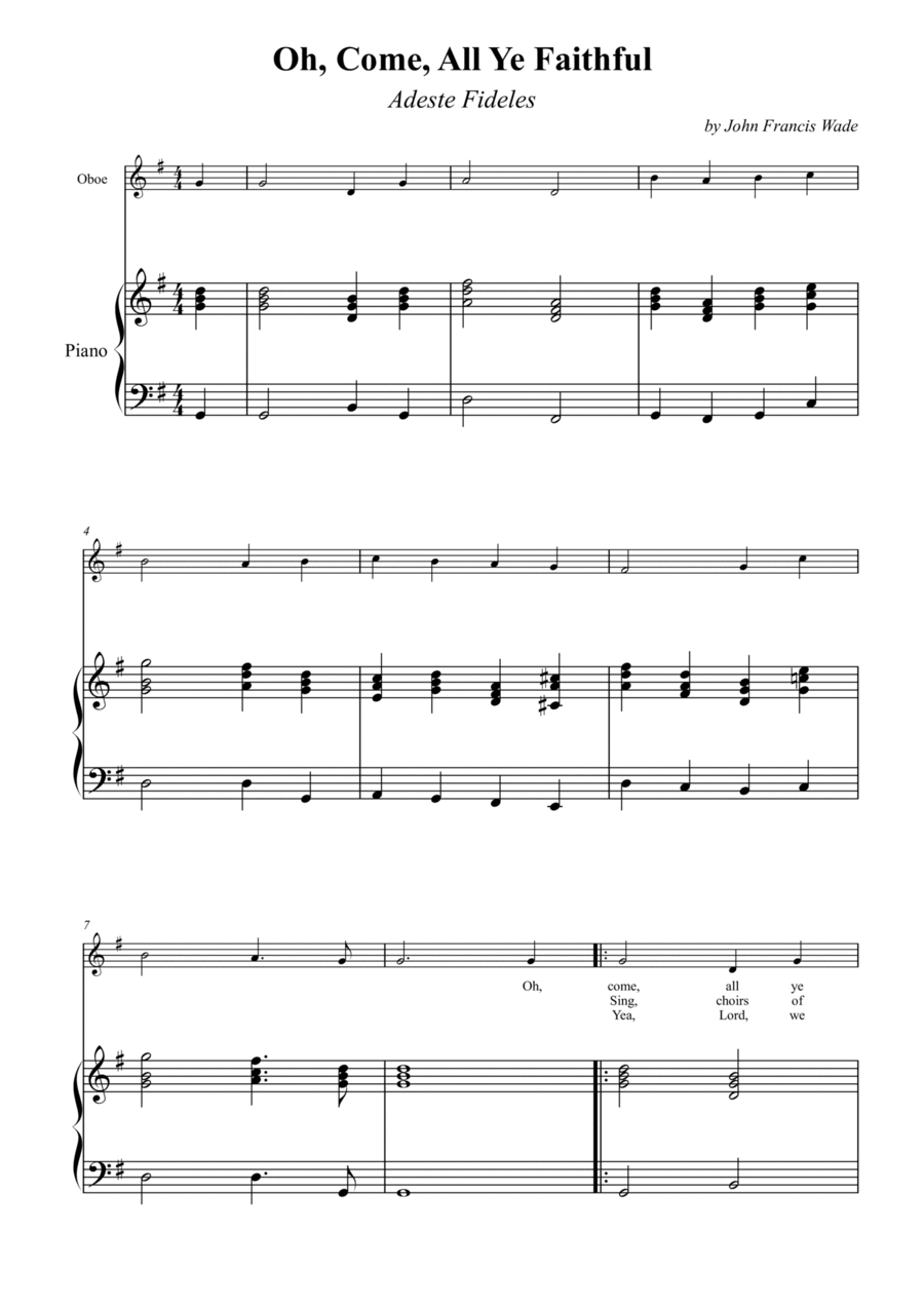 Oh, Come, All Ye Faithful (Adeste Fideles) Piano scores gallery preview page 1